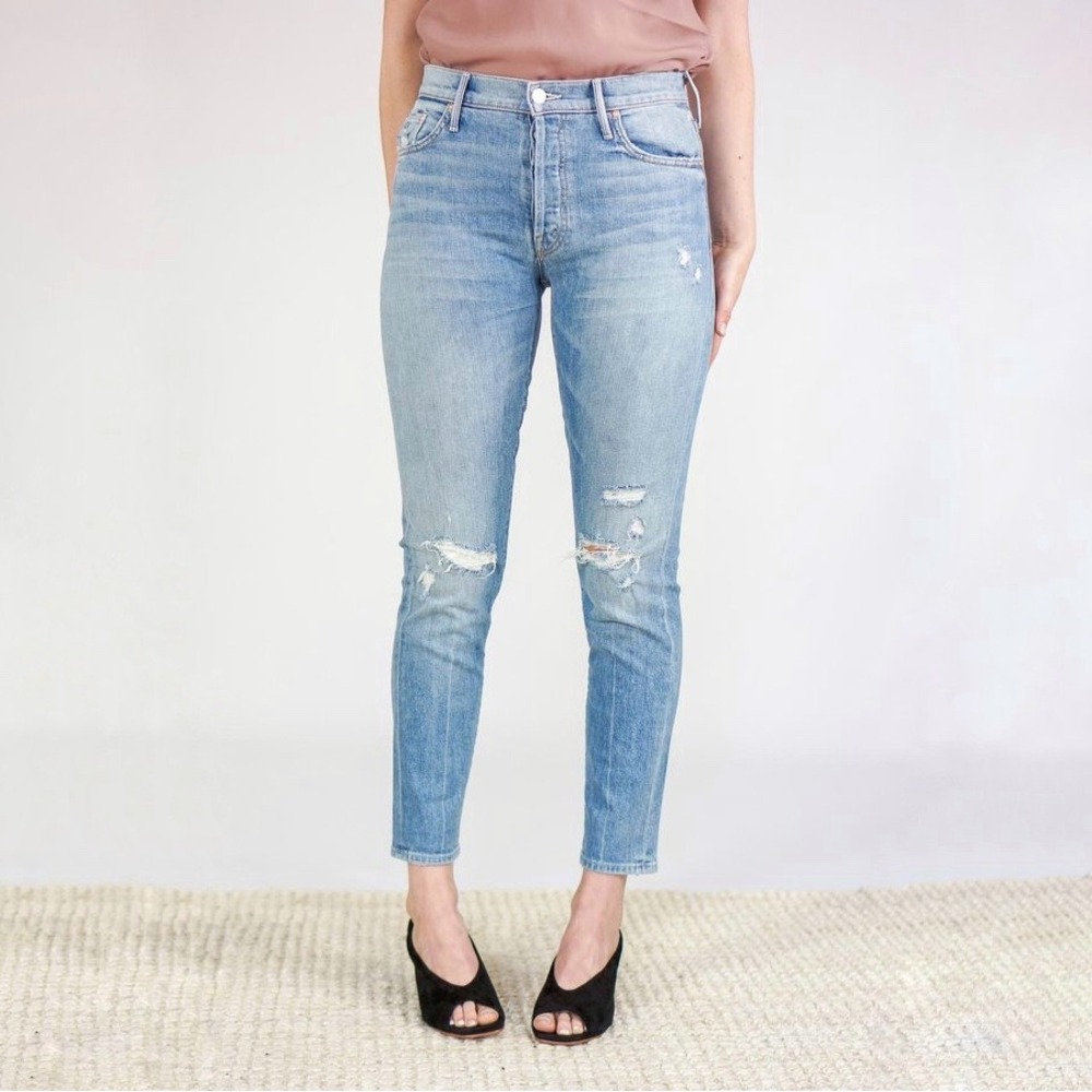 MOTHER Superior | The Stinger Flood Jeans Light Wash Distressed Size 27